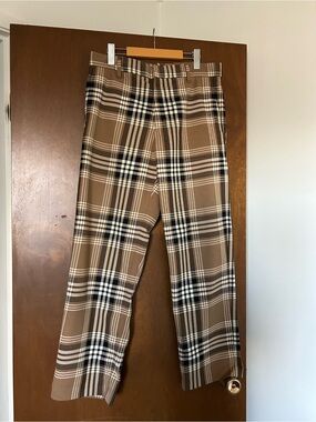 H&M Brown Plaid Wide Leg Pants with Black & Cream Check
